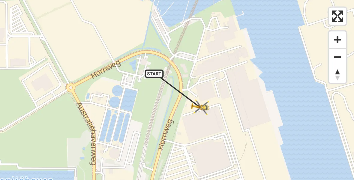 Vluchtroute Traumahelikopter van Amsterdam Heliport naar Amsterdam Heliport