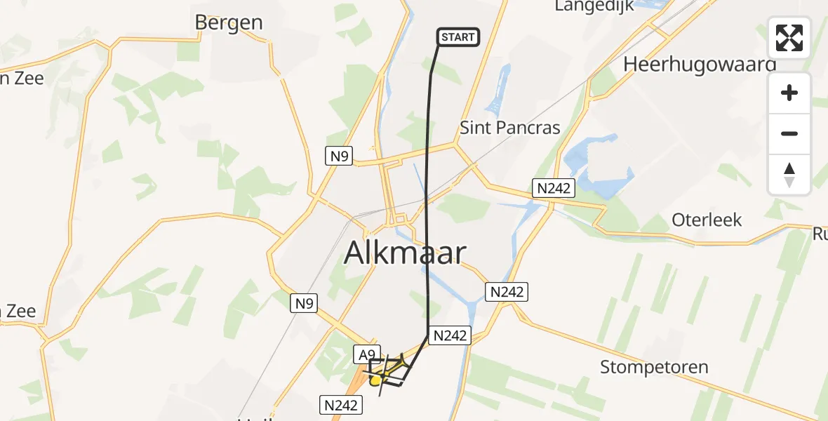 Routekaart van de vlucht: Lifeliner 1 naar Alkmaar, Faktorij