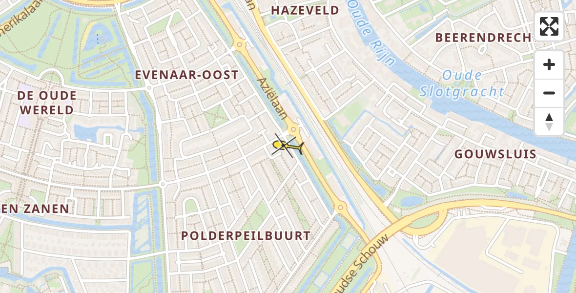 Routekaart van de vlucht: Politieheli naar Alphen aan den Rijn