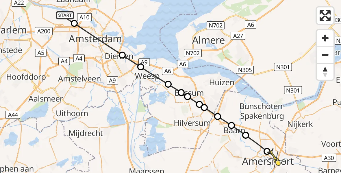 Routekaart van de vlucht: Lifeliner 1 naar Amersfoort, Maltaweg