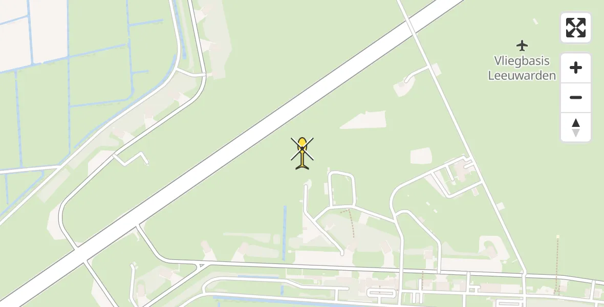 Vluchtroute Ambulancehelikopter van Vliegbasis Leeuwarden naar Vliegbasis Leeuwarden