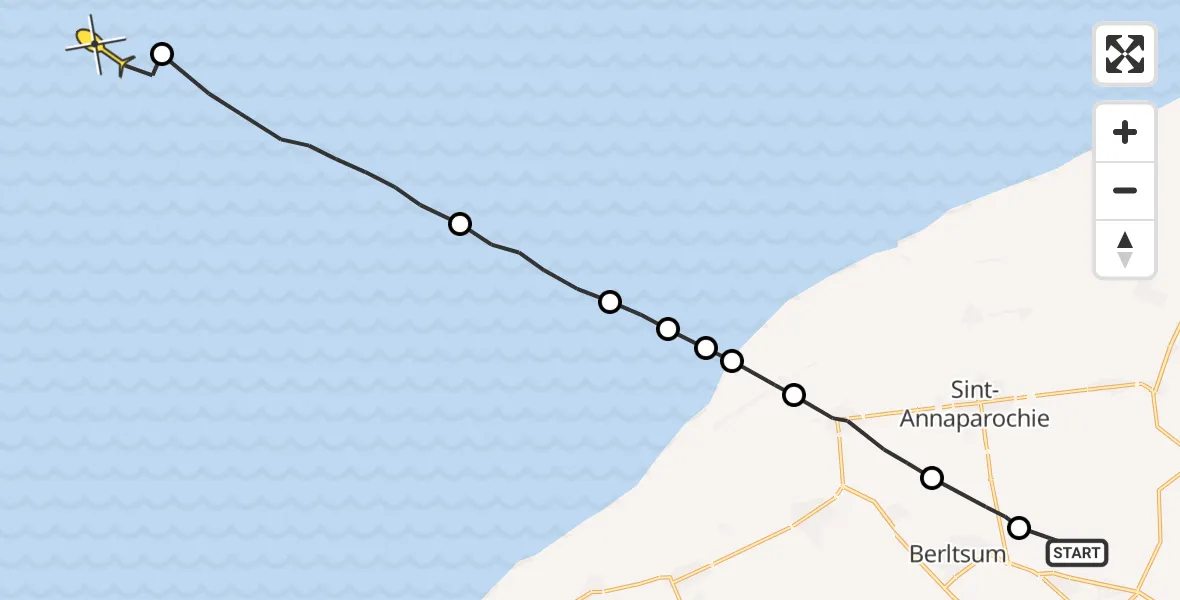 Routekaart van de vlucht: Ambulancehelikopter naar Formerum, Súdhoekstermiddelweg