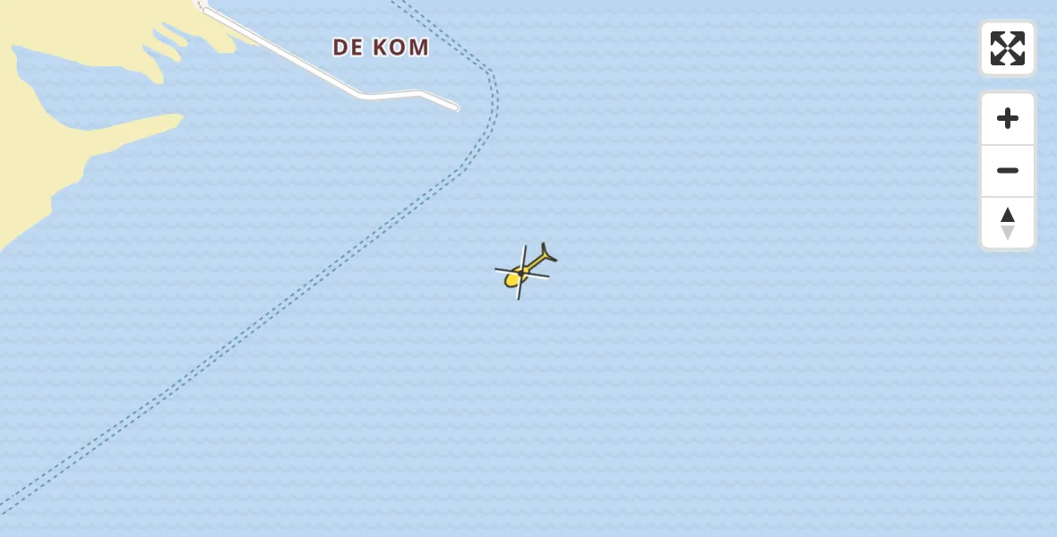 Routekaart van de vlucht: Ambulancehelikopter naar West-Terschelling