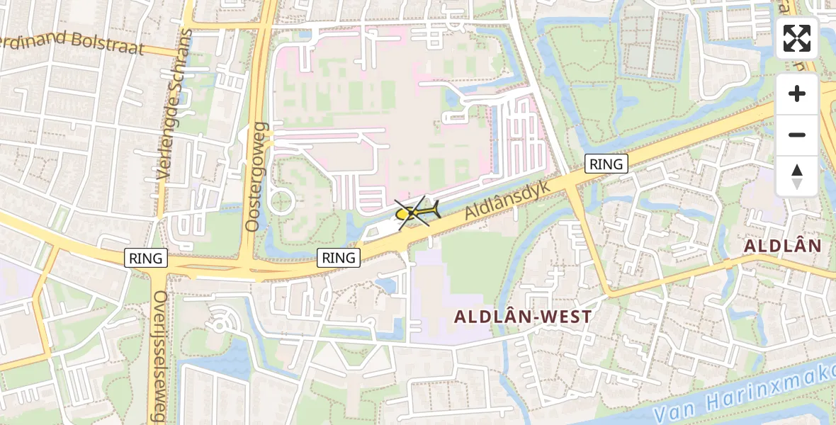 Routekaart van de vlucht: Ambulancehelikopter naar Leeuwarden