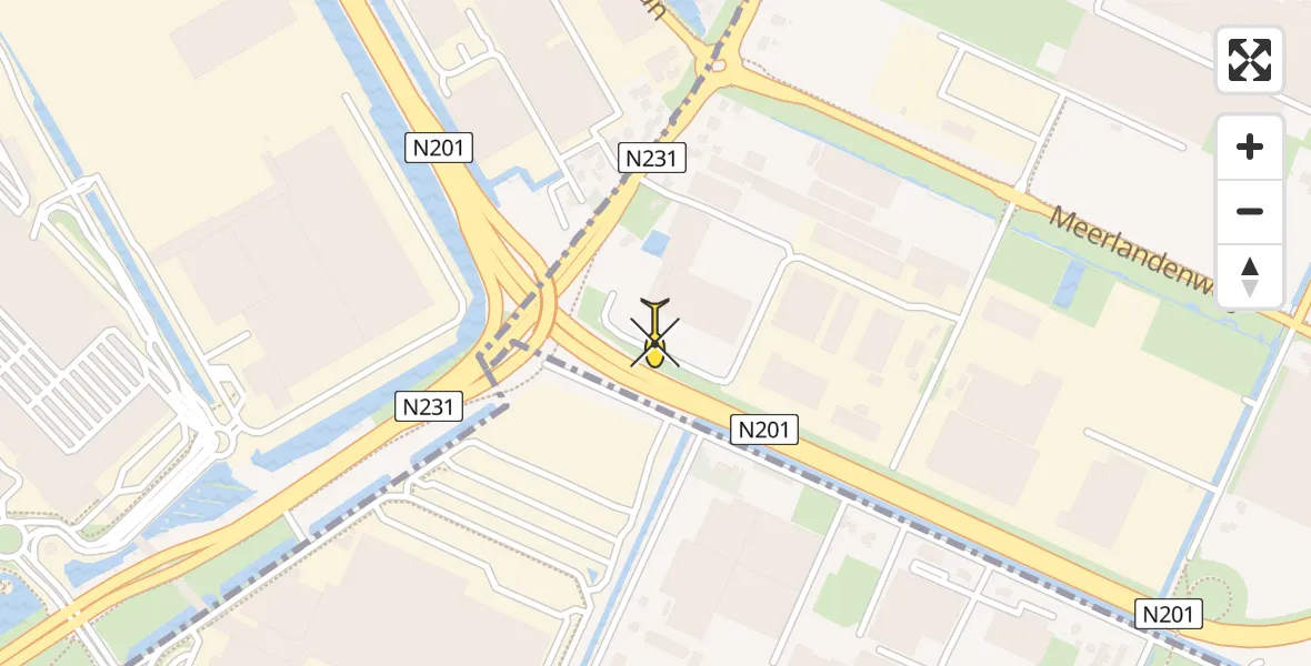 Routekaart van de vlucht: Traumahelikopter naar Amstelveen