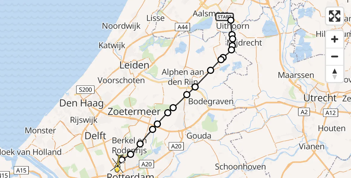 Routekaart van de vlucht: Lifeliner 2 naar Rotterdam The Hague Airport, Noorddammerweg