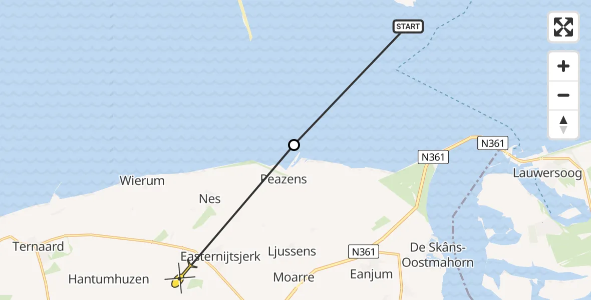 Routekaart van de vlucht: Ambulanceheli naar Oosternijkerk, Smidspaed