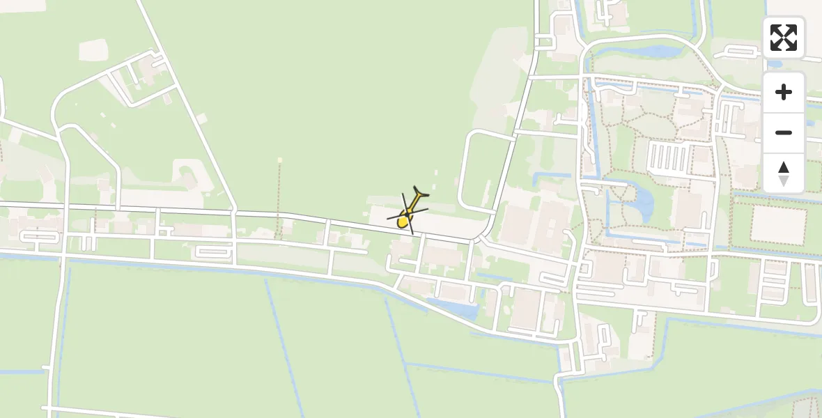 Vluchtroute Ambulancehelikopter van Vliegbasis Leeuwarden naar Vliegbasis Leeuwarden