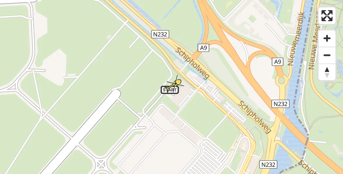 Vluchtroute Politiehelikopter van Schiphol naar Schiphol