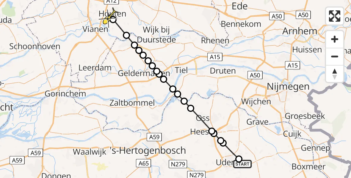 Routekaart van de vlucht: Lifeliner 3 naar Houten, Patersweg