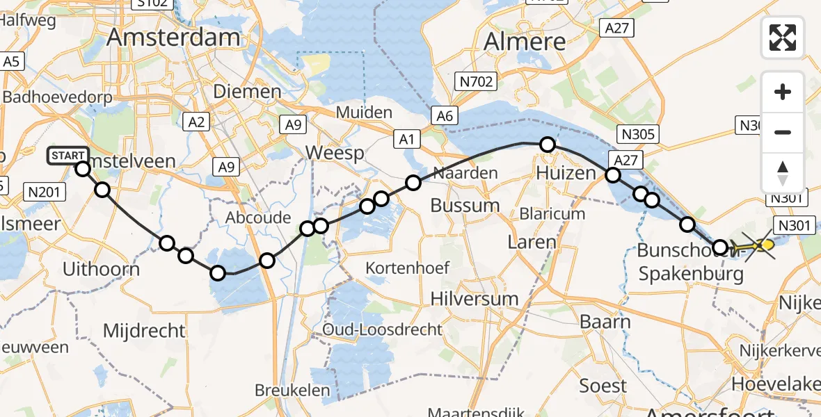 Routekaart van de vlucht: Politieheli naar Zeewolde, Kleine Bospad