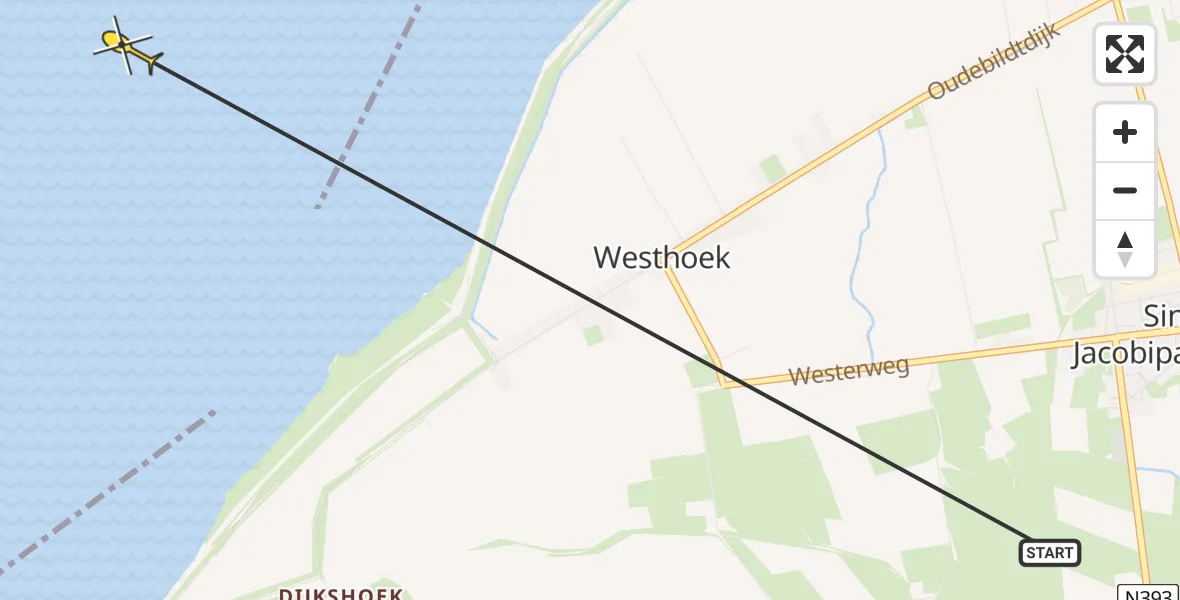 Routekaart van de vlucht: Ambulancehelikopter naar Formerum