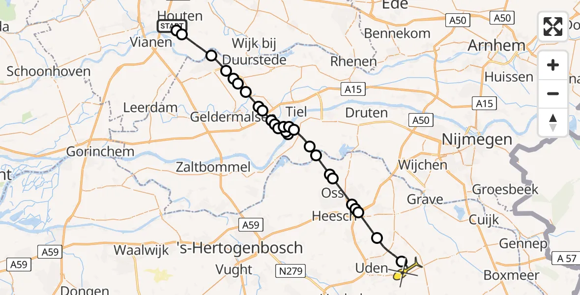 Routekaart van de vlucht: Lifeliner 3 naar Vliegbasis Volkel, Elpad