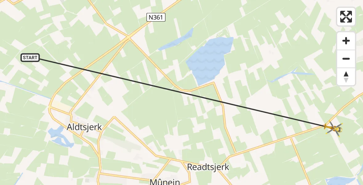 Vluchtroute Ambulancehelikopter Aldtsjerk - Broeksterwâld, 12 februari 2024, 10:40