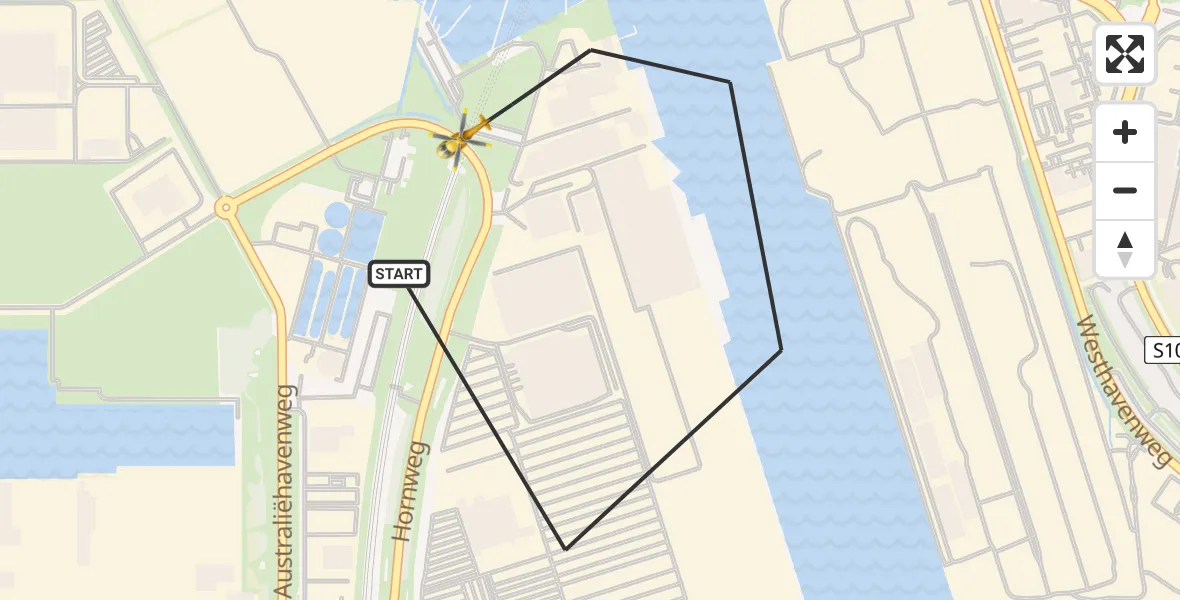 Vluchtroute Traumahelikopter van Amsterdam Heliport naar Amsterdam Heliport