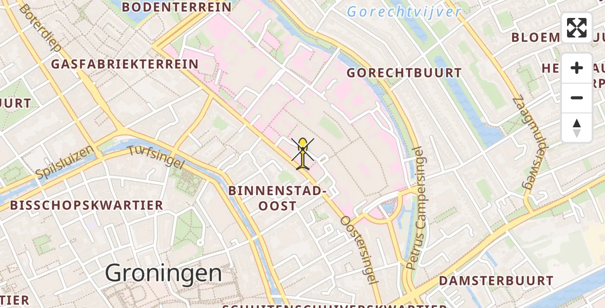 Vluchtroute Ambulancehelikopter van Universitair Medisch Centrum Groningen naar Universitair Medisch Centrum Groningen