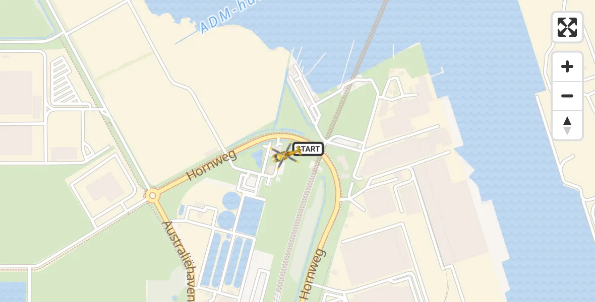 Vluchtroute Traumahelikopter van Amsterdam Heliport naar Amsterdam Heliport