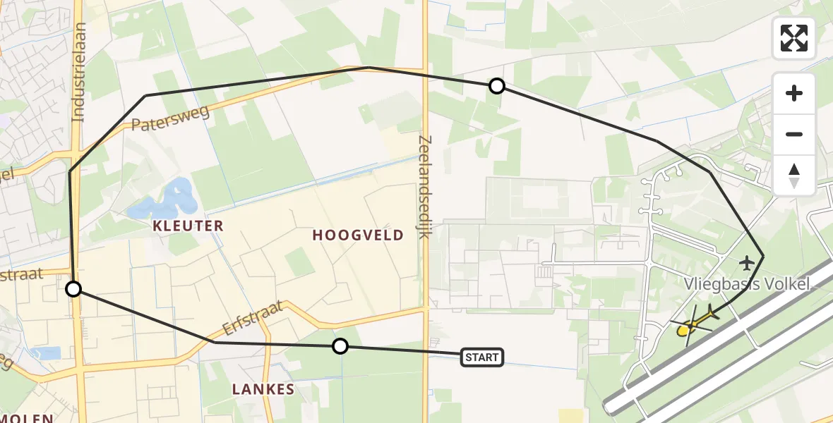 Routekaart van de vlucht: Lifeliner 3 naar Vliegbasis Volkel, Erfstraat