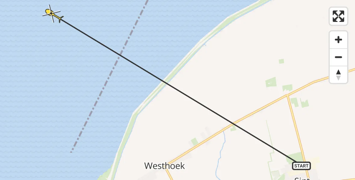 Routekaart van de vlucht: Ambulancehelikopter naar Oosterend