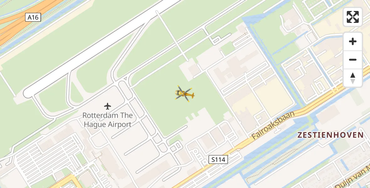 Vluchtroute Traumahelikopter Rotterdam The Hague Airport - Rotterdam The Hague Airport, 12 februari 2024, 18:40