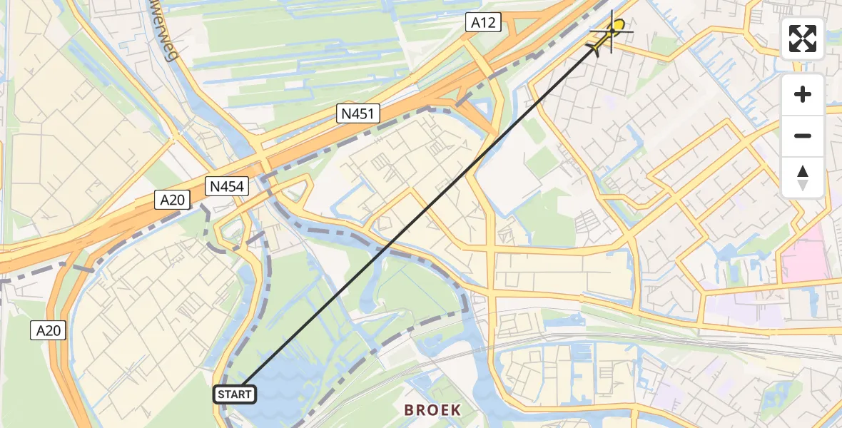 Routekaart van de vlucht: Politieheli naar Gouda, Geraniumstraat