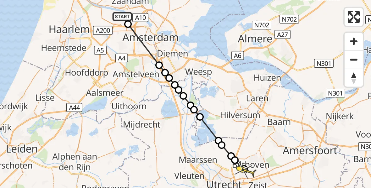 Routekaart van de vlucht: Lifeliner 1 naar Bilthoven, Maltaweg