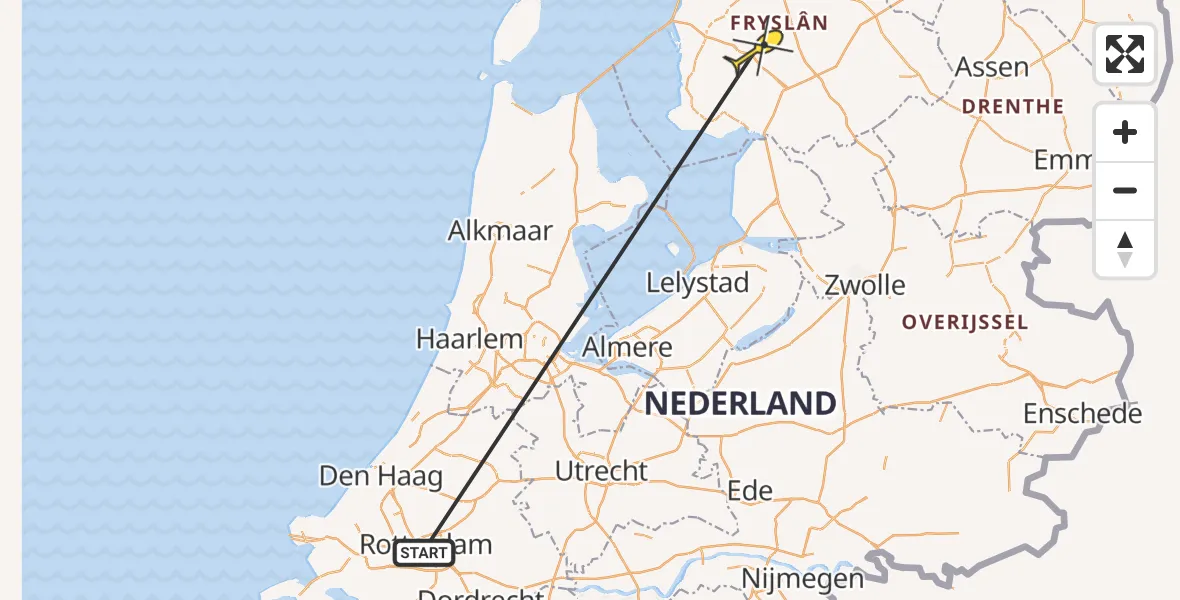Routekaart van de vlucht: Traumahelikopter naar Sneek, Fiifgeawei