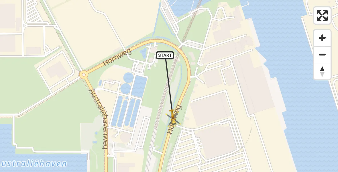 Vluchtroute Traumahelikopter van Amsterdam Heliport naar Amsterdam Heliport