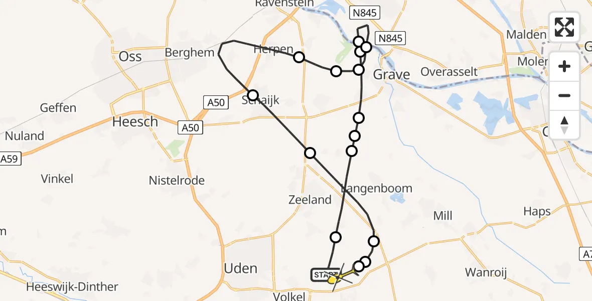 Routekaart van de vlucht: Lifeliner 3 naar Vliegbasis Volkel, Houtvennen