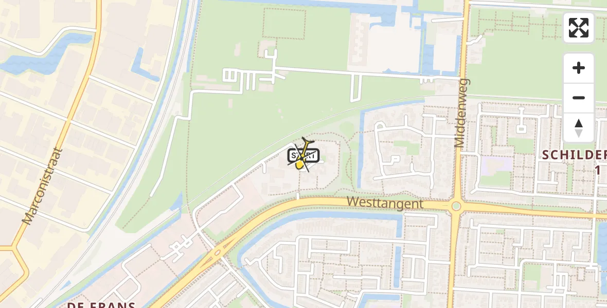 Routekaart van de vlucht: Lifeliner 1 naar Heerhugowaard, Westtangent