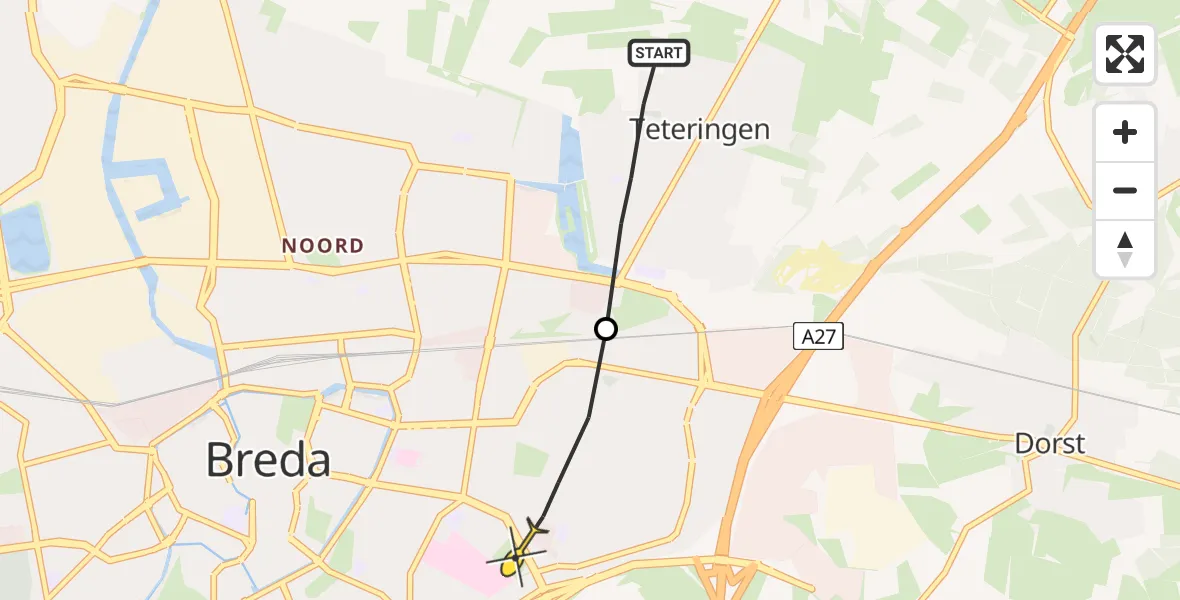 Routekaart van de vlucht: Lifeliner 2 naar Breda, Voorste Brand