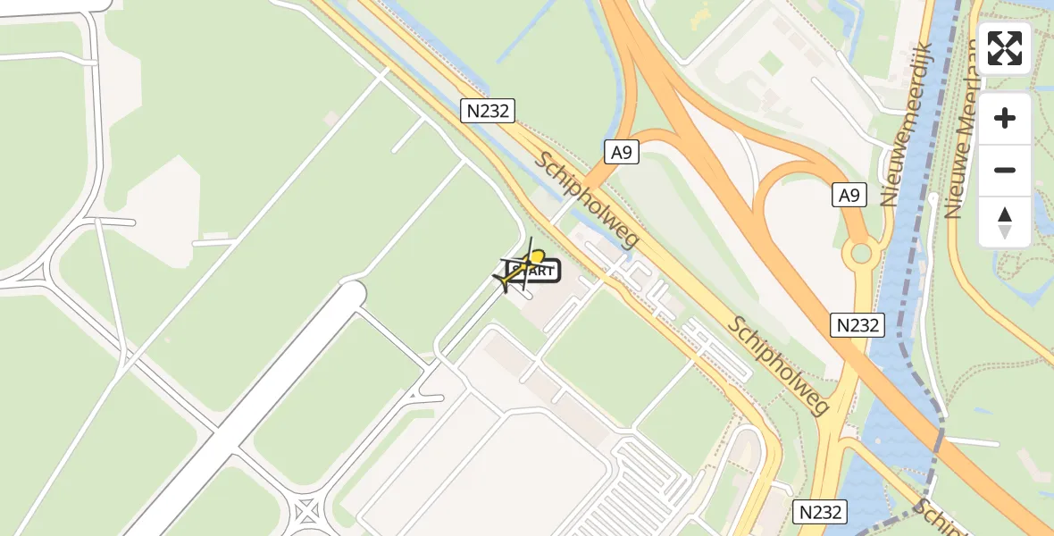 Vluchtroute Politiehelikopter van Schiphol naar Schiphol