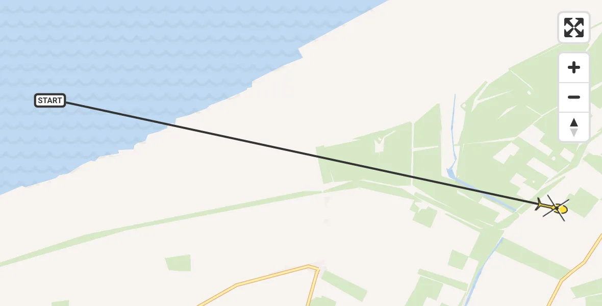Routekaart van de vlucht: Ambulanceheli naar Marrum, Zeedijk