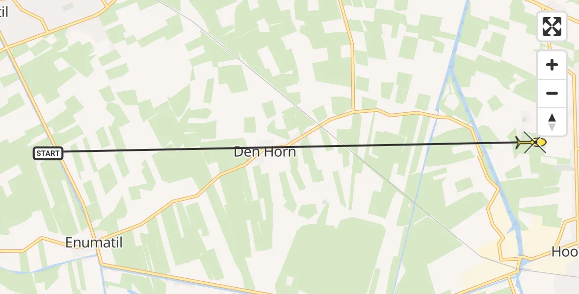 Routekaart van de vlucht: Ambulancehelikopter naar Groningen, Kliefdiep