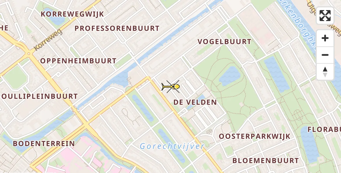 Routekaart van de vlucht: Ambulanceheli naar Universitair Medisch Centrum Groningen