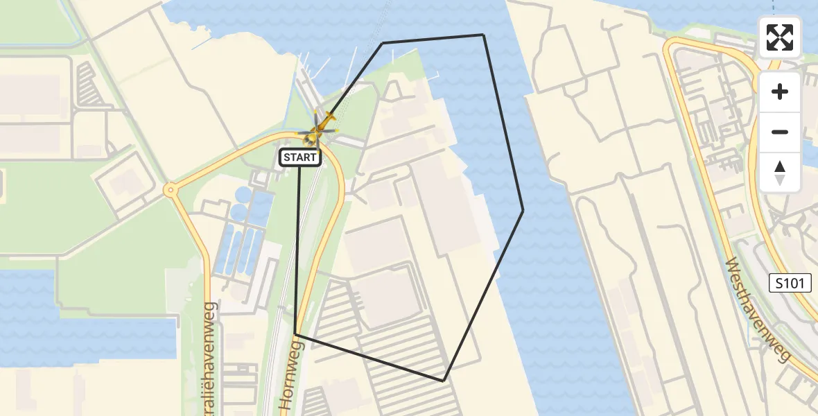 Vluchtroute Traumahelikopter van Amsterdam Heliport naar Amsterdam Heliport