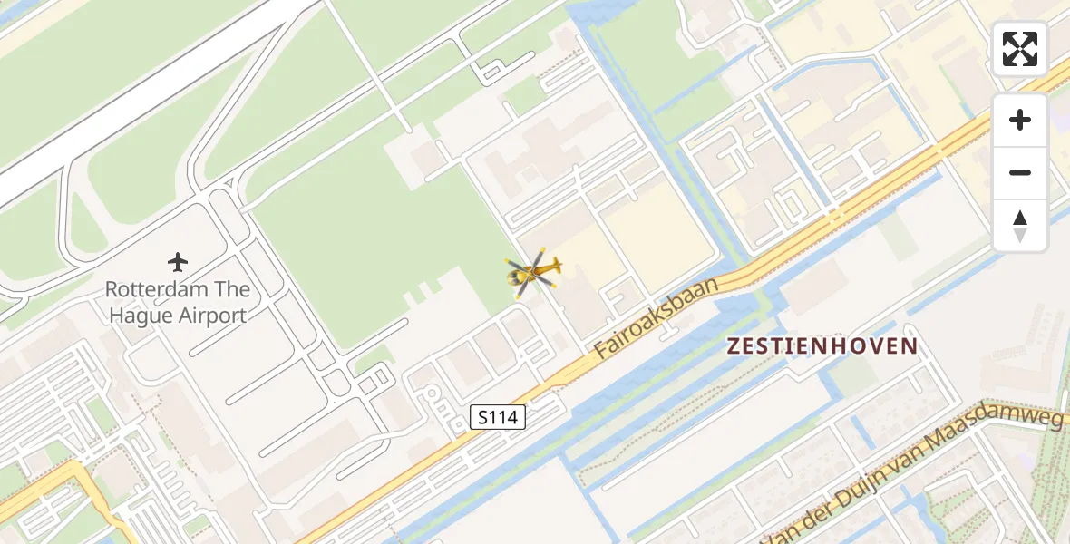 Vluchtroute Traumahelikopter Rotterdam The Hague Airport - Rotterdam The Hague Airport, 14 februari 2024, 07:19