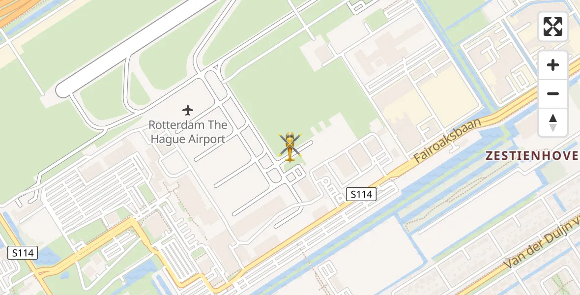 Vluchtroute Traumahelikopter Rotterdam The Hague Airport - Rotterdam The Hague Airport, 14 februari 2024, 09:41