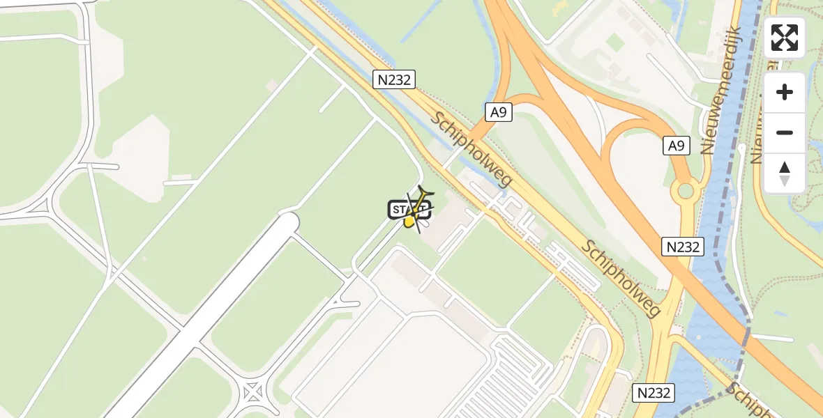 Routekaart van de vlucht: Politiehelikopter naar Schiphol, Loevesteinse Randweg