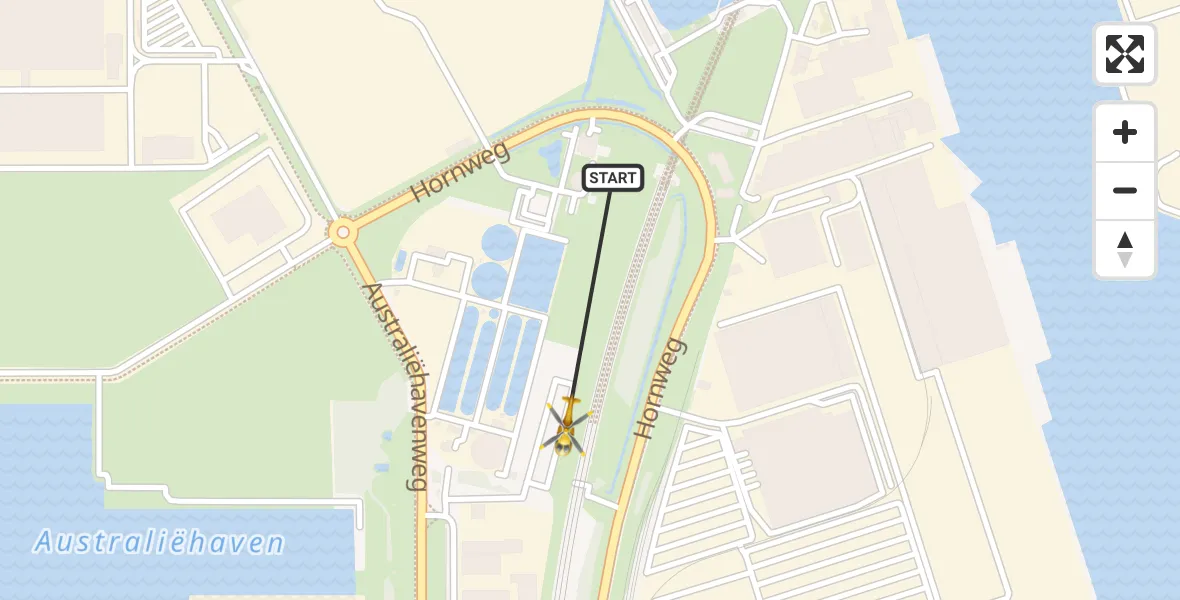 Vluchtroute Traumahelikopter van Amsterdam Heliport naar Amsterdam Heliport