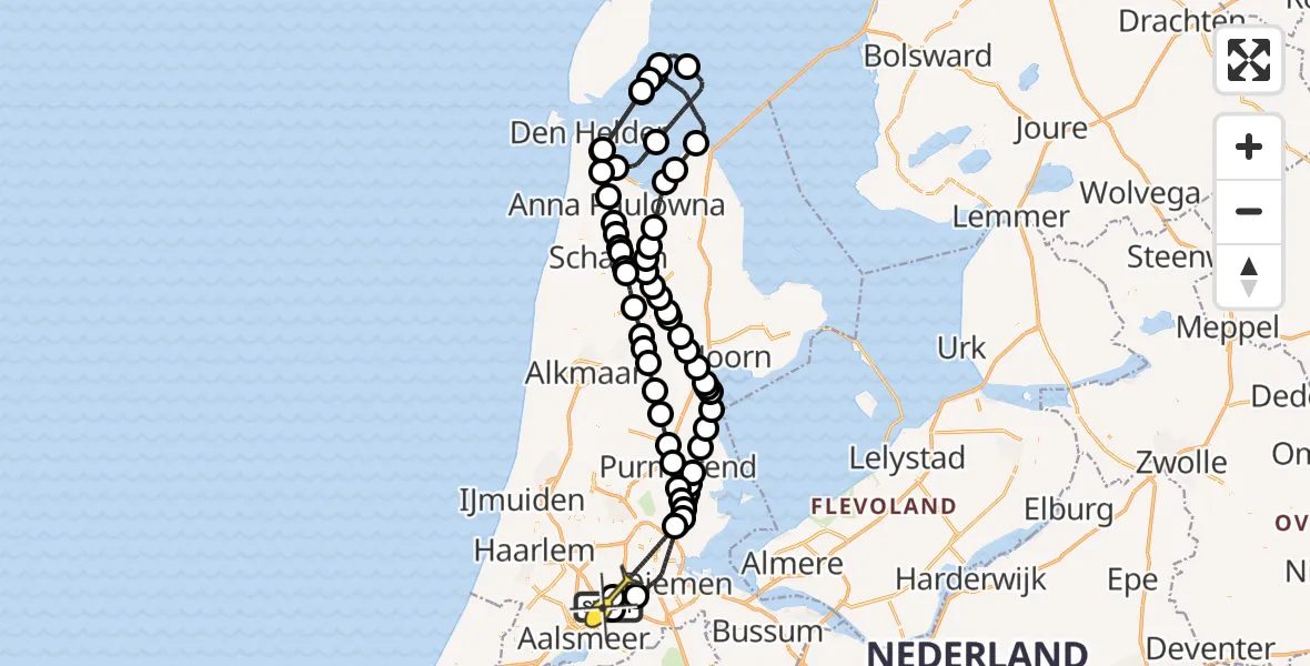 Routekaart van de vlucht: Politieheli naar Badhoevedorp, Van Weerden-Poelmanweg