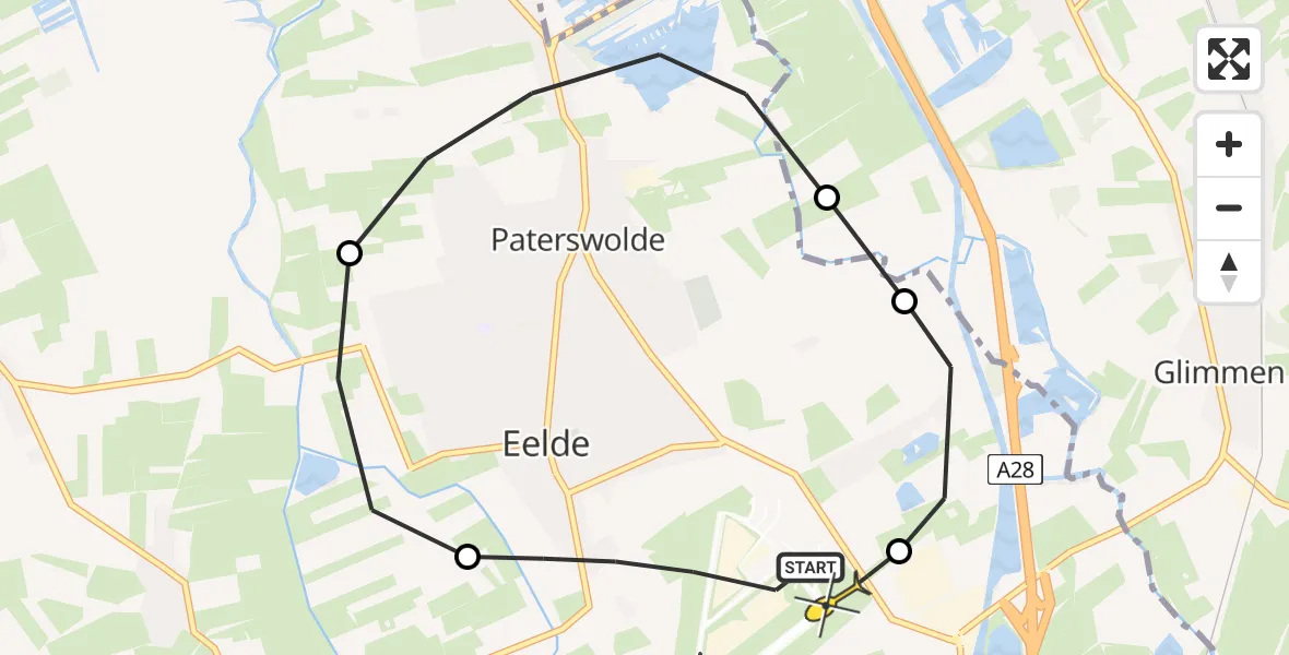 Routekaart van de vlucht: Lifeliner 4 naar Groningen Airport Eelde, Molenweg