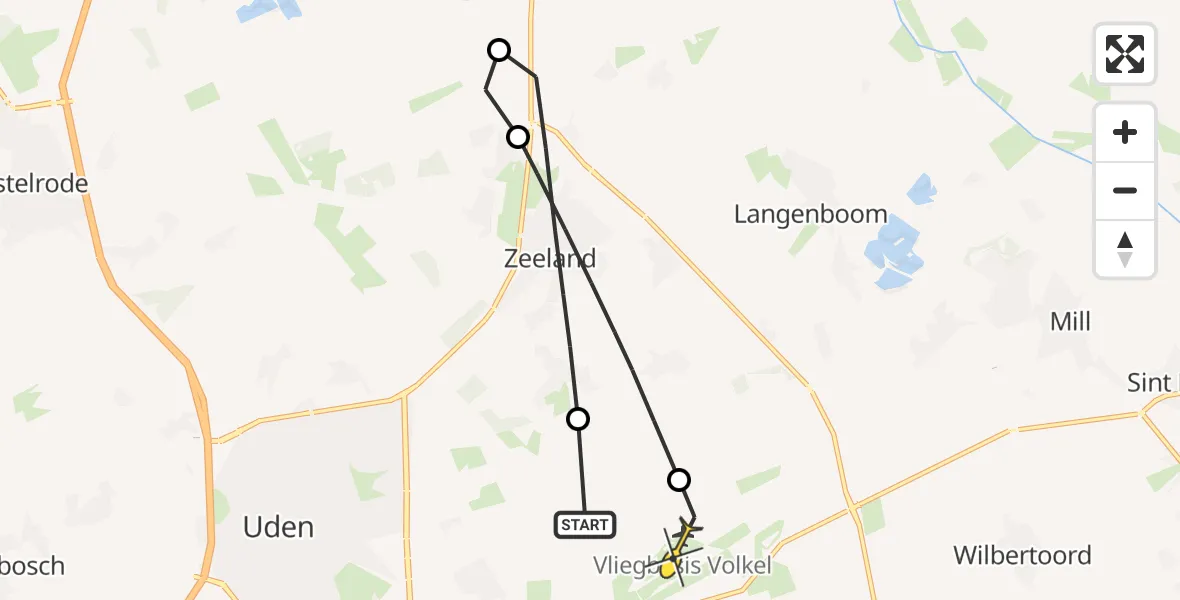 Routekaart van de vlucht: Lifeliner 3 naar Vliegbasis Volkel, Achter-Oventje