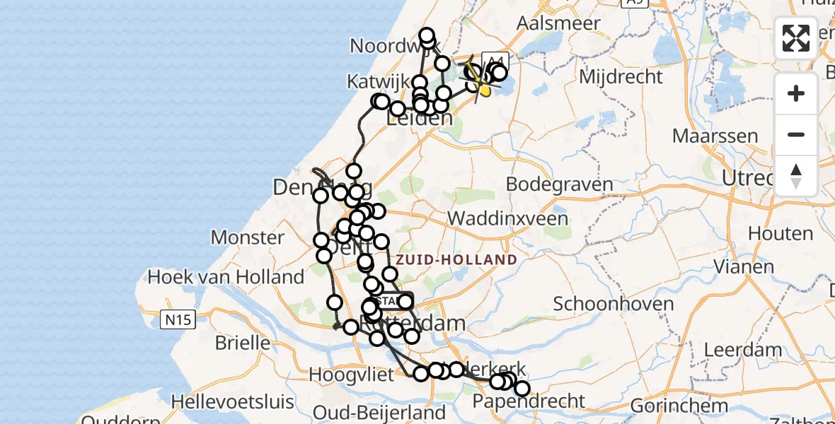 Routekaart van de vlucht: Politieheli naar Rijpwetering, Brandenburgbaan