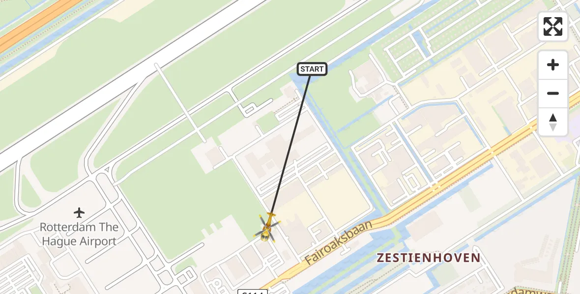 Vluchtroute Traumahelikopter Rotterdam The Hague Airport - Rotterdam The Hague Airport, 15 februari 2024, 10:20