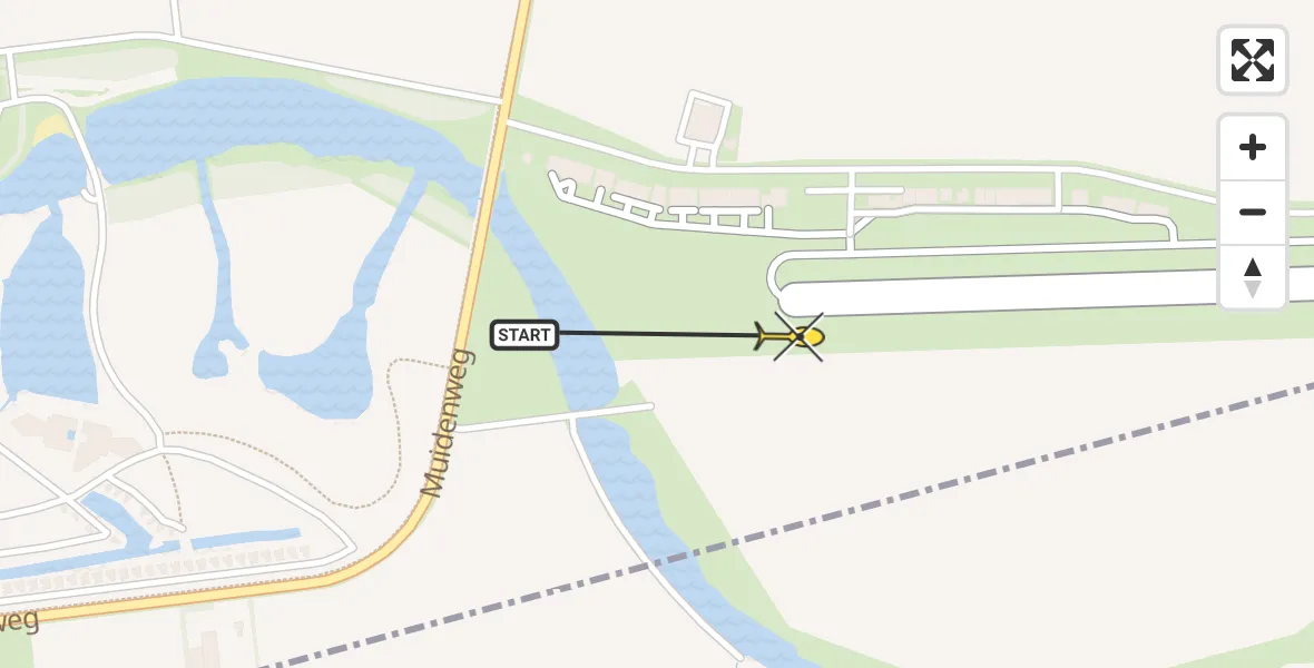 Vluchtroute Politiehelikopter van Vliegveld Midden-Zeeland naar Vliegveld Midden-Zeeland