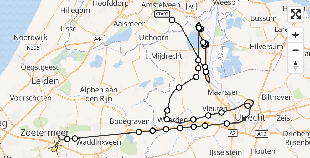 Routekaart van de vlucht: Politieheli naar Bleiswijk, Punter