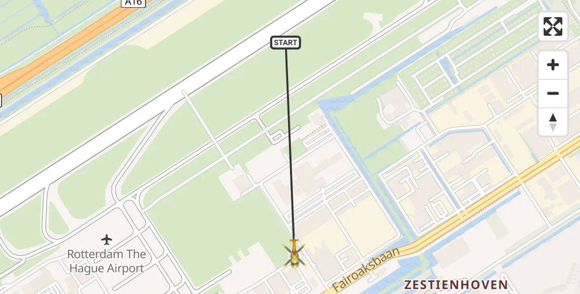 Vluchtroute Traumahelikopter Rotterdam The Hague Airport - Rotterdam The Hague Airport, 15 februari 2024, 13:28