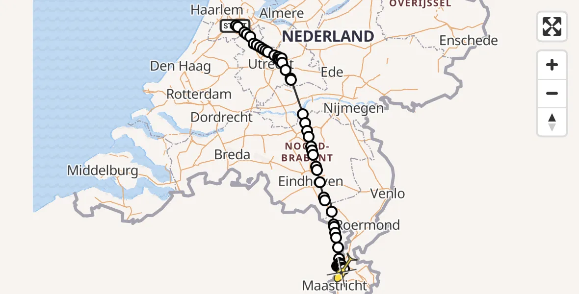 Routekaart van de vlucht: Politiehelikopter naar Beek, Bosrandweg