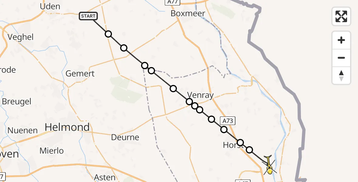 Routekaart van de vlucht: Lifeliner 3 naar Grubbenvorst, Reigerweg